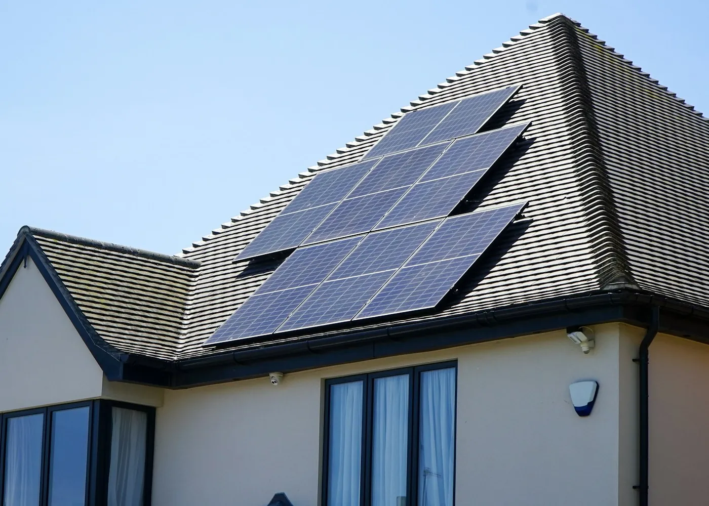Home with solar panels on the roof
